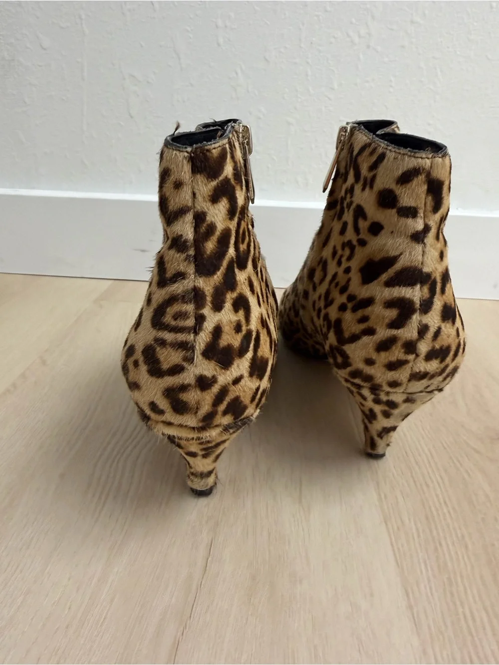 Calf Hair Sam Edelman Leopard Print Pointed Toe Ankle Boots - Women's